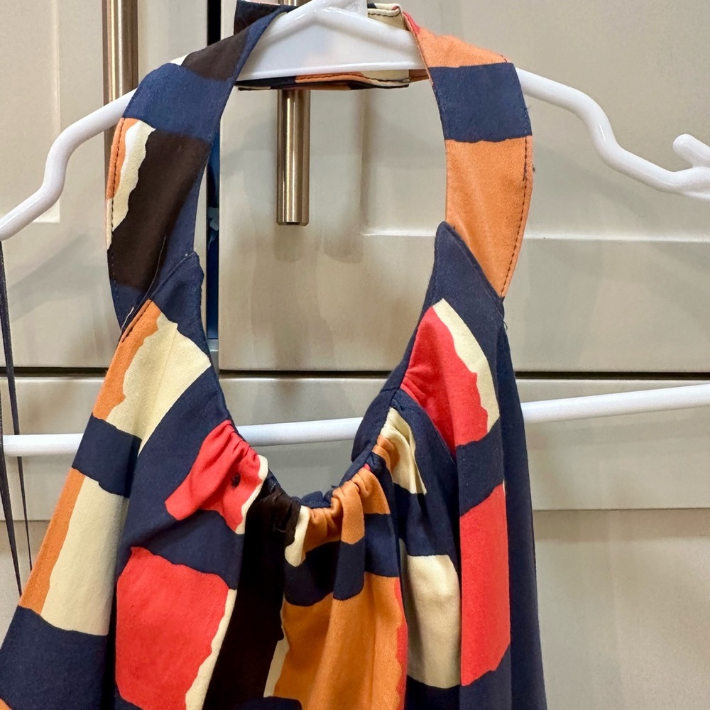 NWT Jessica Simpson Stylish Women’s Halter Dress with Belt - Navy/Orange pattern - Picture 6 of 10